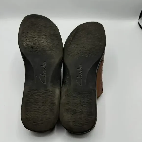 Clarks Brown Leather Patty Renata Slip On Mules Size 10 - Picture 4 of 8